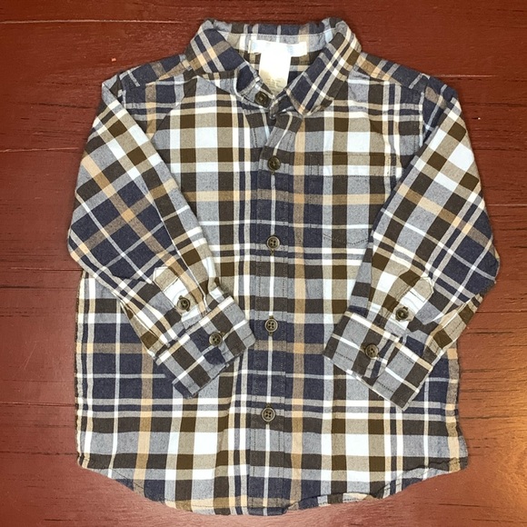 Janie and Jack Plaid Long Sleeved Shirt Size 12-18 Months - Picture 1 of 5